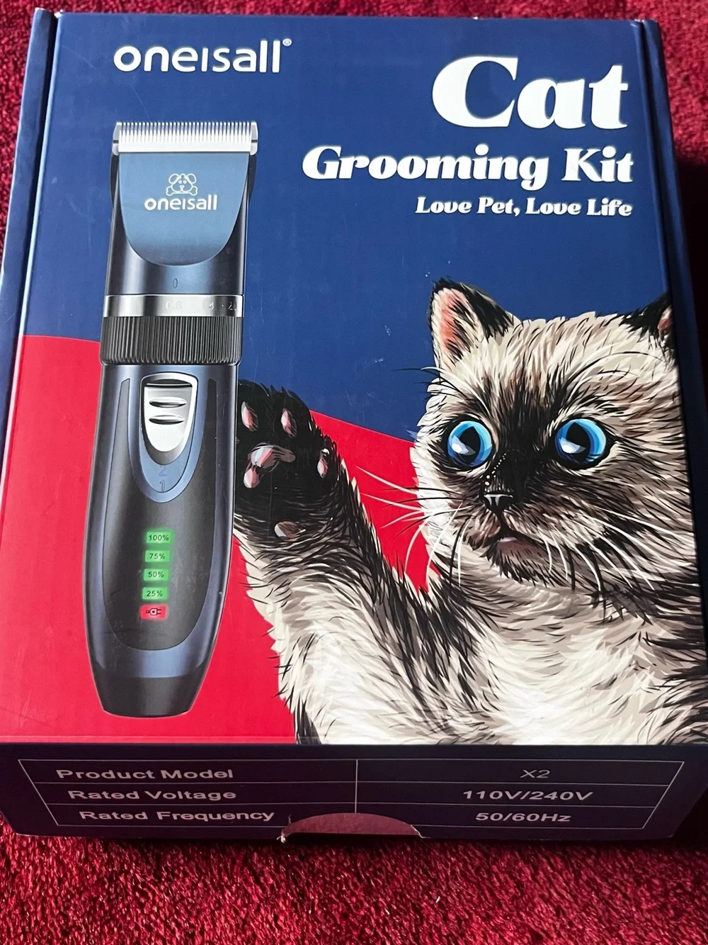 Oneisall Cat Grooming Kit - Blue Trimmer - Precision Hair Clipper